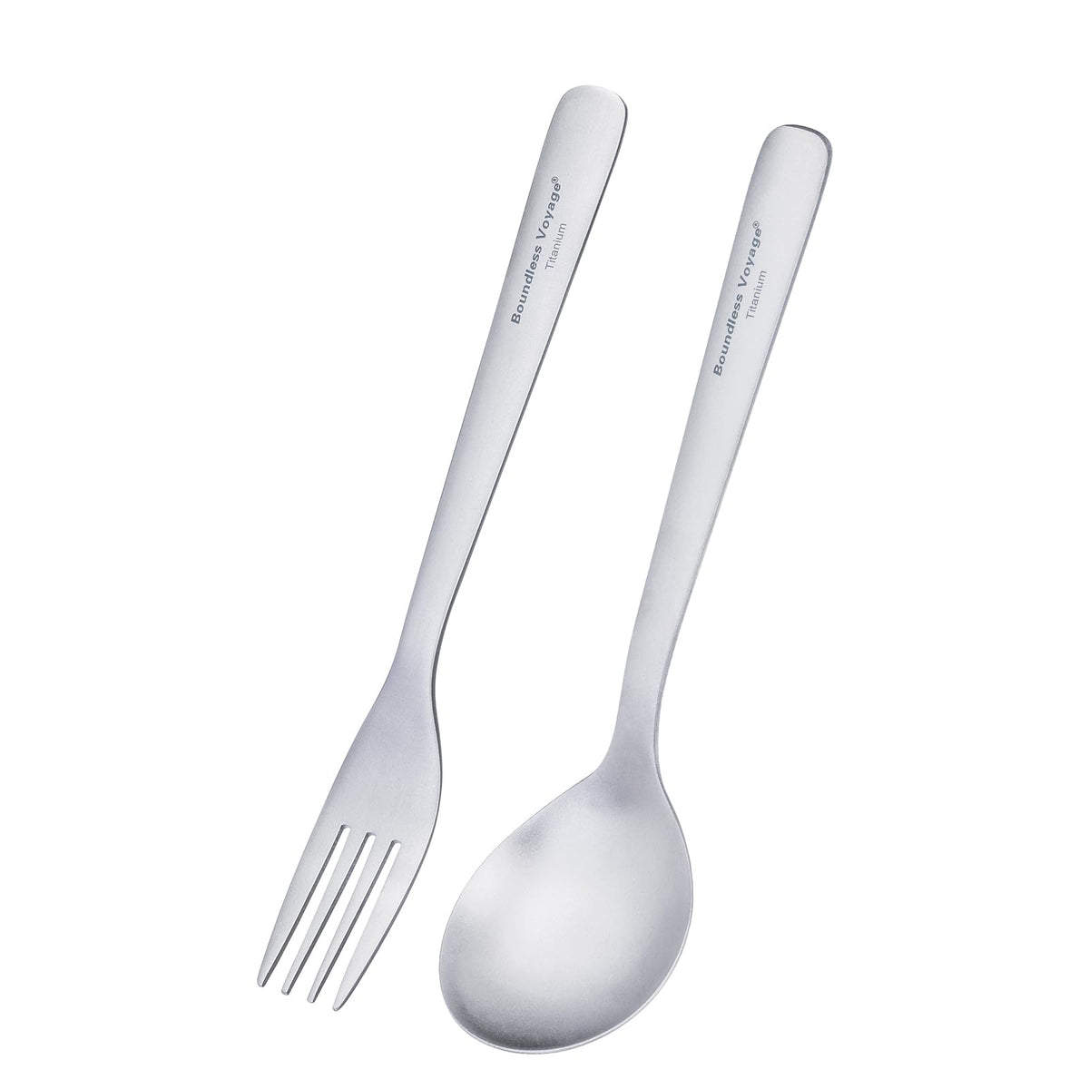 iBasingo titanium long-handle spoon for outdoor dining with a smooth edge