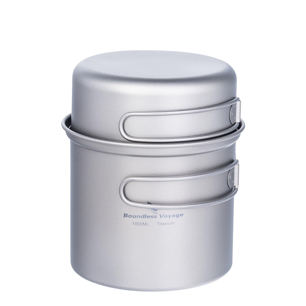 iBasingo ultralight Ti2038C 1000ml pot for quick campsite meals on solo trips