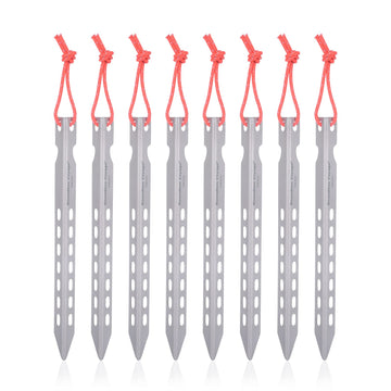 iBasingo ultralight titanium tent pegs 160mm for secure anchoring in varied soils.