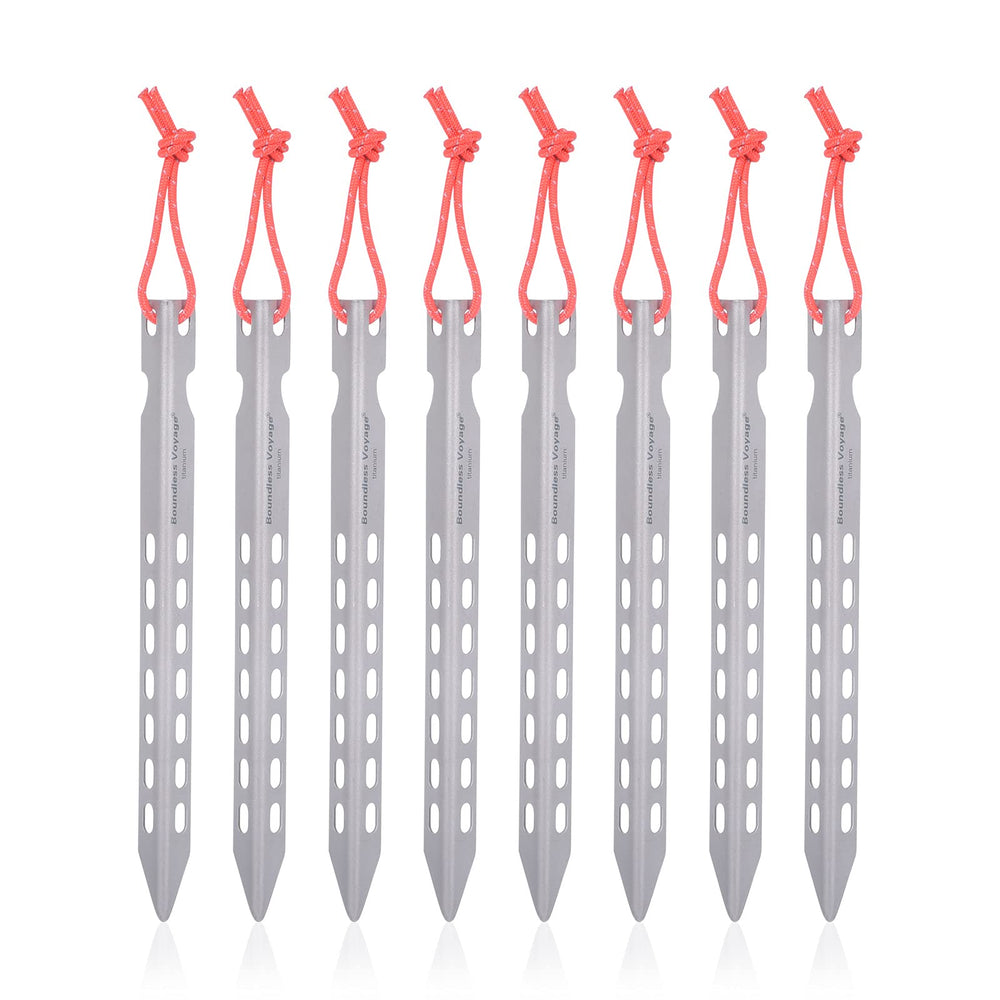 iBasingo ultralight titanium tent pegs 160mm for secure anchoring in varied soils.