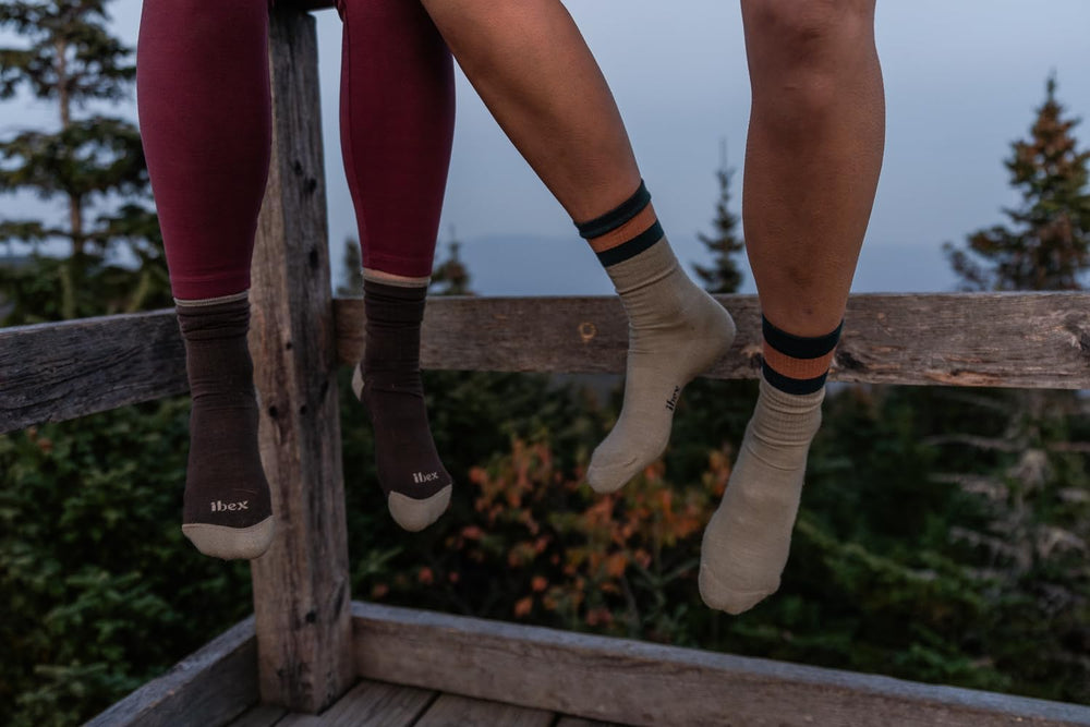 IBEX Merino Traverse Socks wick moisture to keep feet dry during hikes.