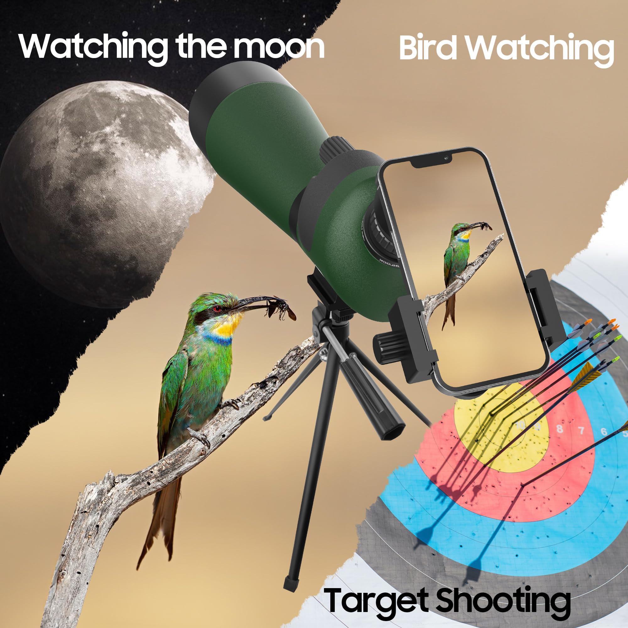 IBQ retractable eyepiece supports glasses viewing options.
