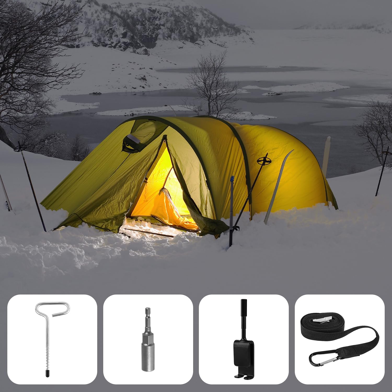 Nylon straps and stakes ready for setup