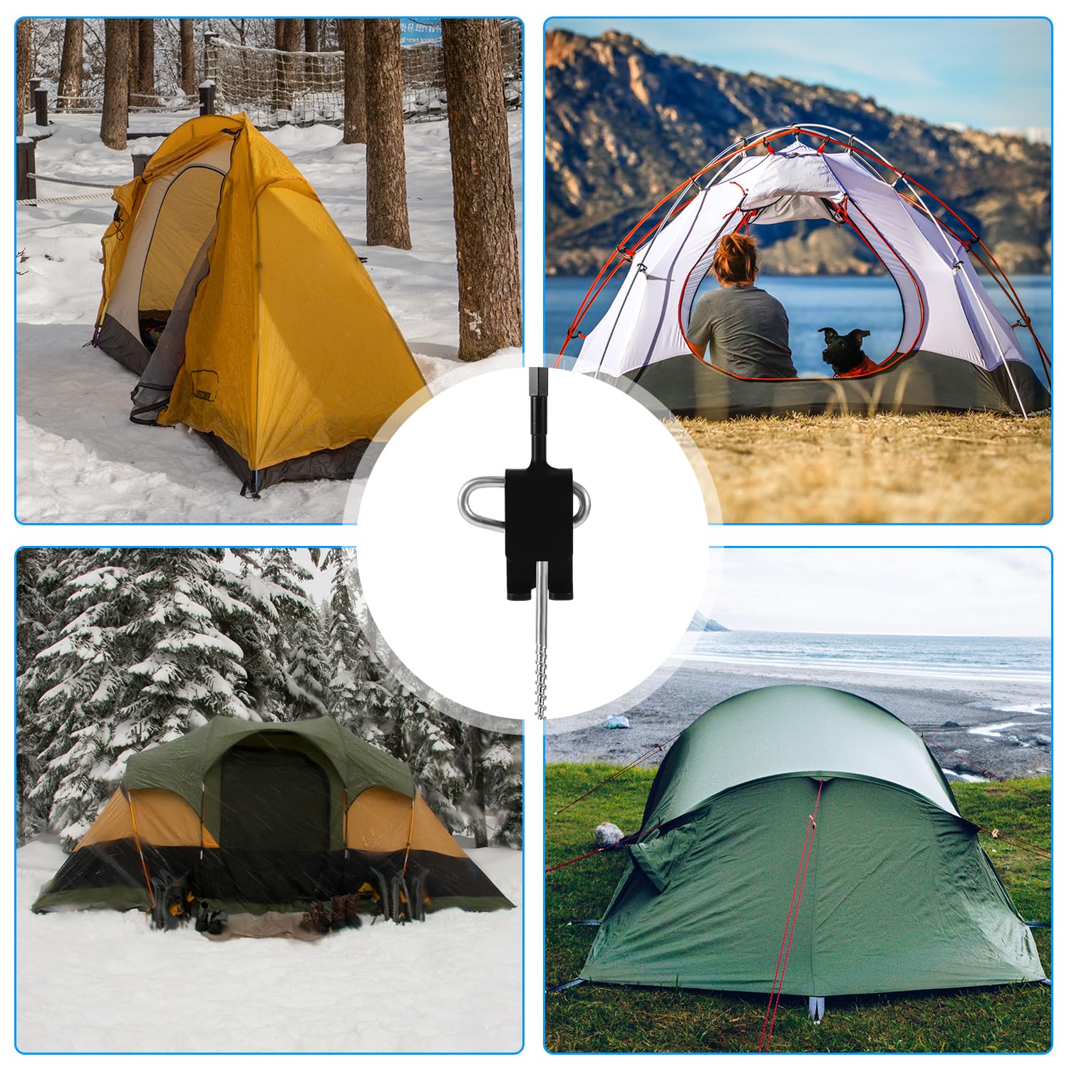 Complete 10-piece ice anchor drill adapter kit for ice fishing shelter