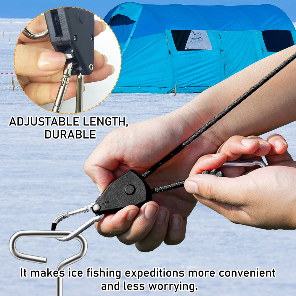 Solid rope hangers for securing ice shelter