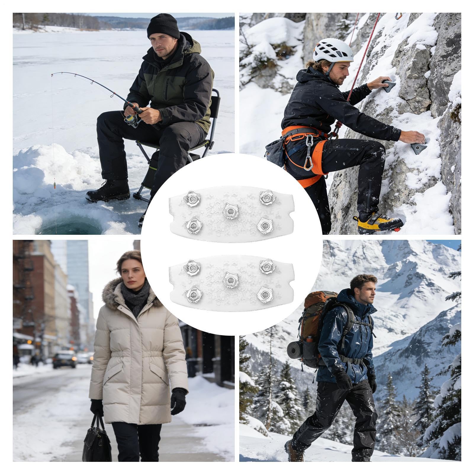 Ice Cleats use stretch-to-fit construction for quick on-and-off over footwear.
