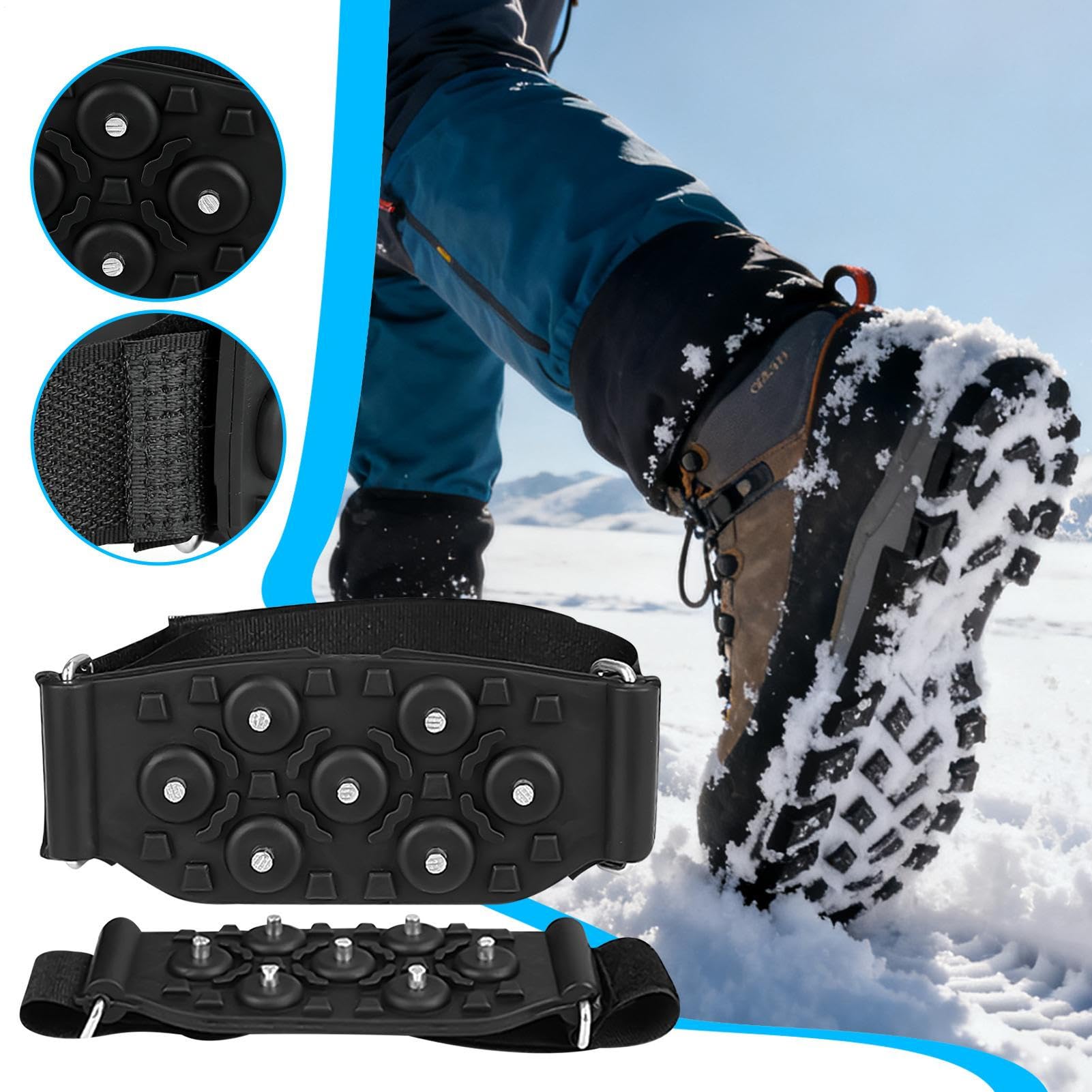 Ice Crampons durable rubber and manganese steel for rugged winter use.