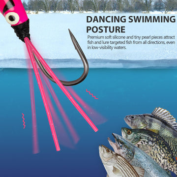 20-piece Ice Fishing Jigs kit with dancing rubber skirt - Style 2