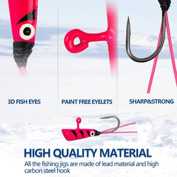 20-piece Ice Fishing Jigs kit with dancing rubber skirt - Style 3