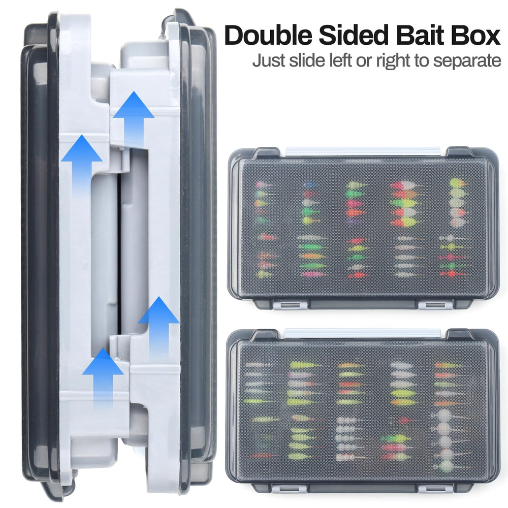 Close-up of jigs with 3D fins and vibrant colors