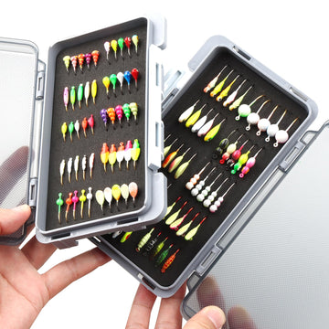 Sturdy plastic storage case for ice fishing jigs