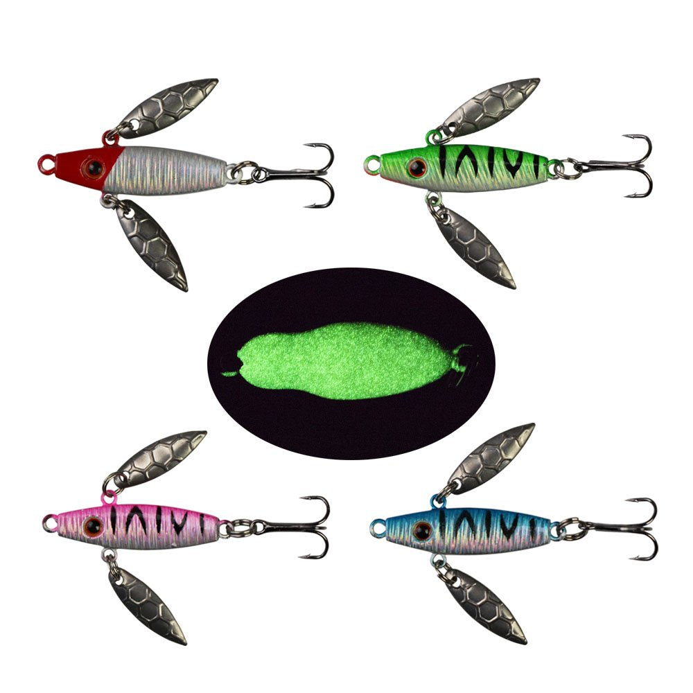 Glittery ice fishing jig color 1 with treble hook