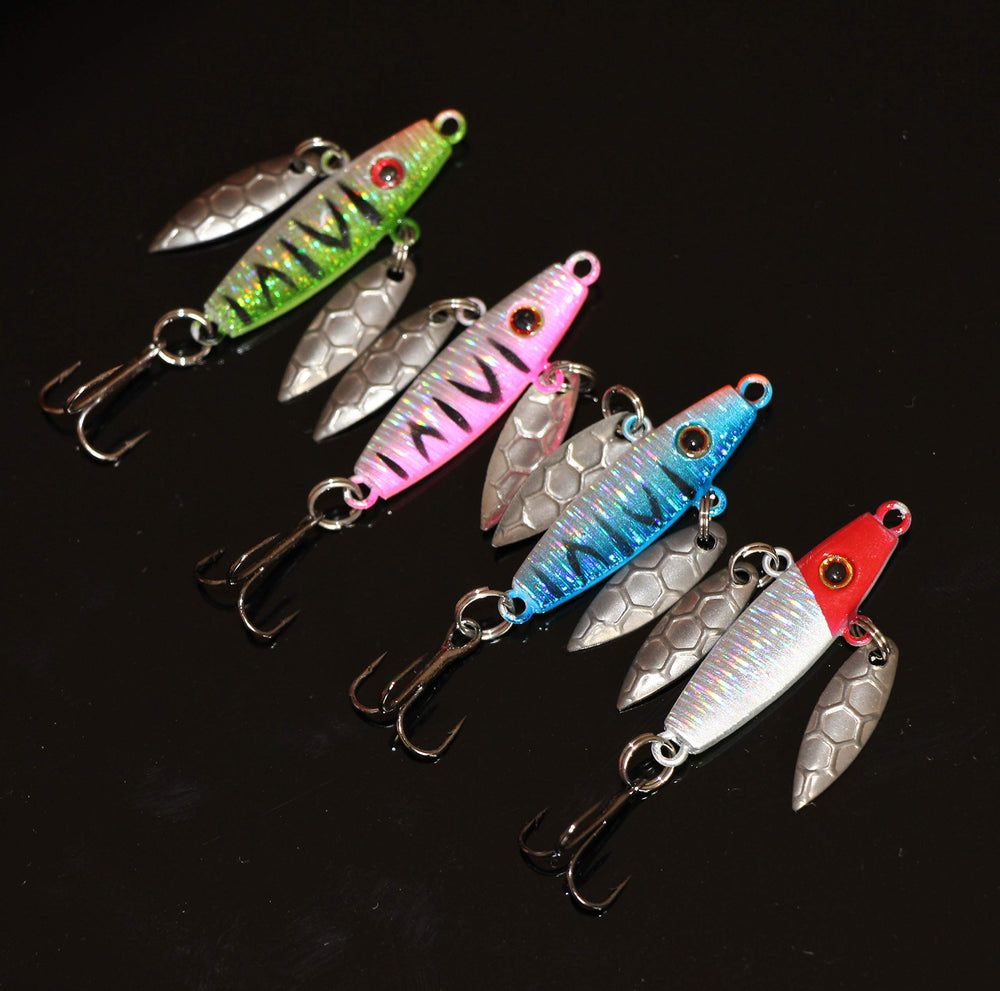 Glittery ice fishing jig color 3 with treble hook