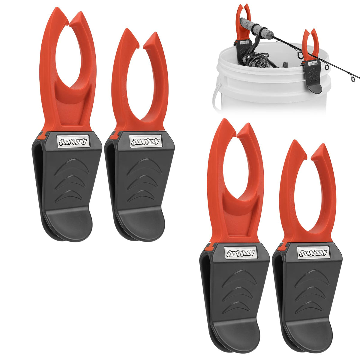 Ice Fishing Rod Holder for Bucket - 2-Pack attached to bucket