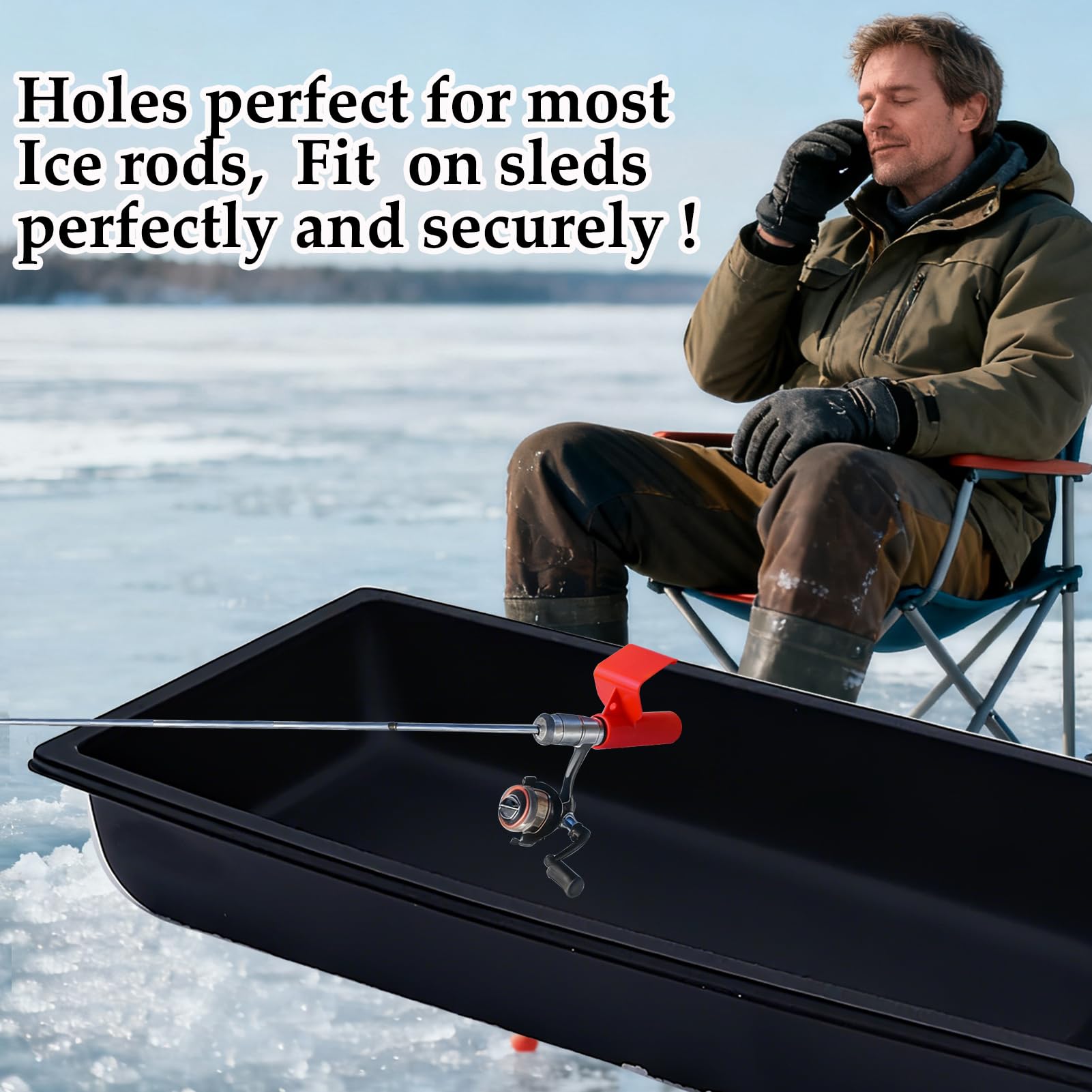 Packaged 2-piece ice fishing rod rack set
