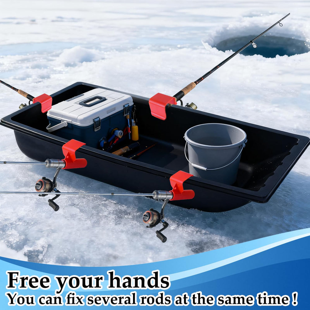 All components of the ice fishing sled rod holder set