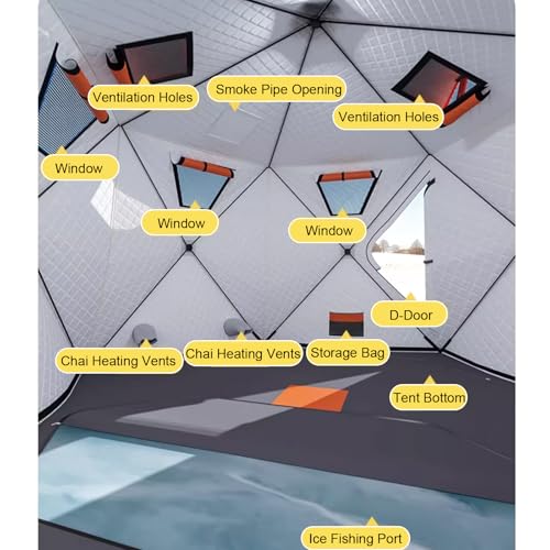 420D waterproof ice tent withstands wind, snow, and rain for durable shelter.