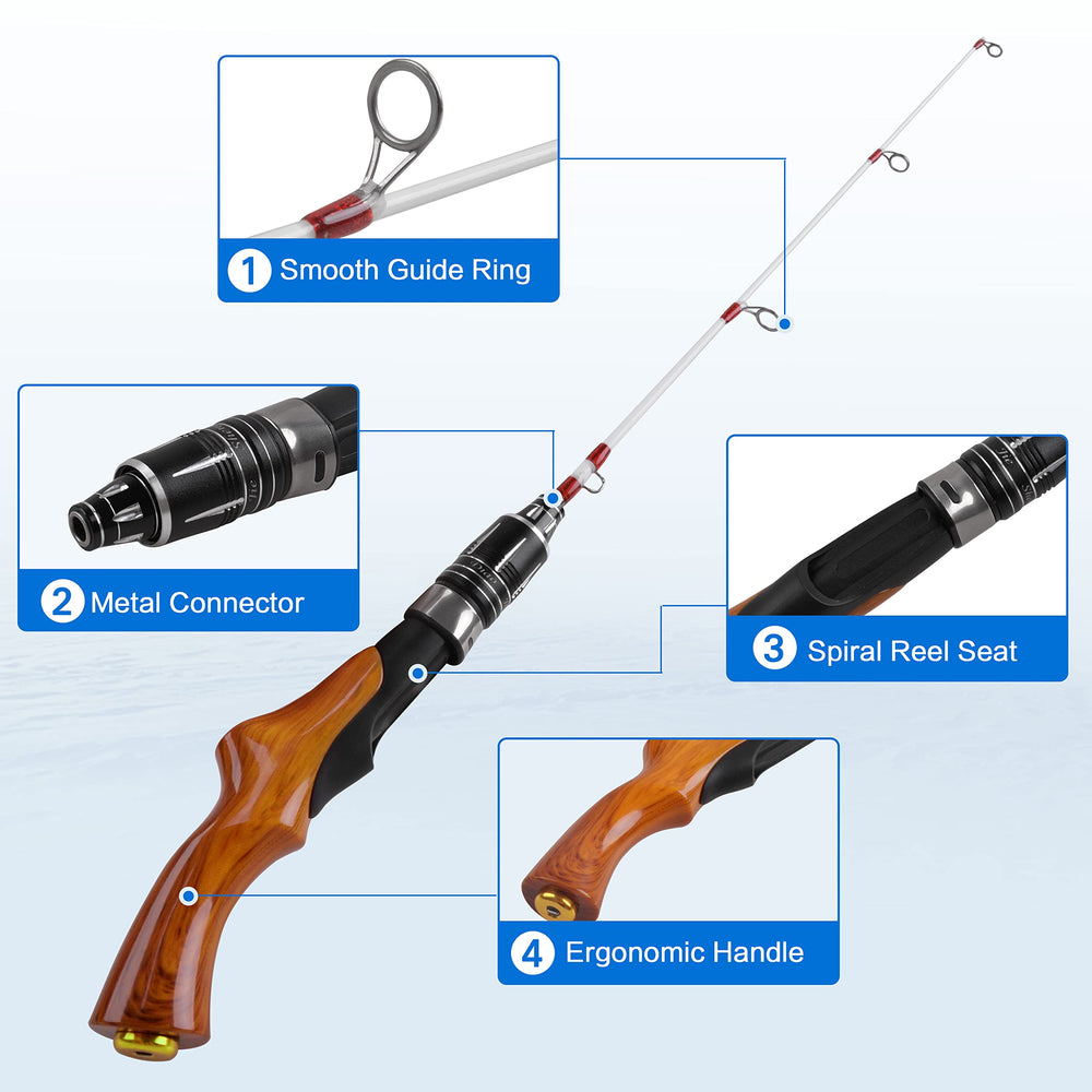 Ultralight ice fishing rod with cork handle and reel seat