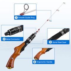 Ultralight ice fishing rod with cork handle and reel seat