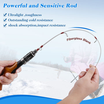 Close-up of stainless steel guides on ice fishing rod