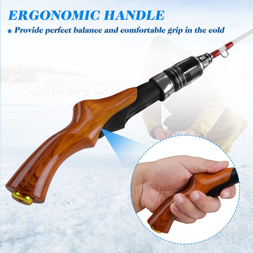 Cork handle and reel seat on ice fishing rod
