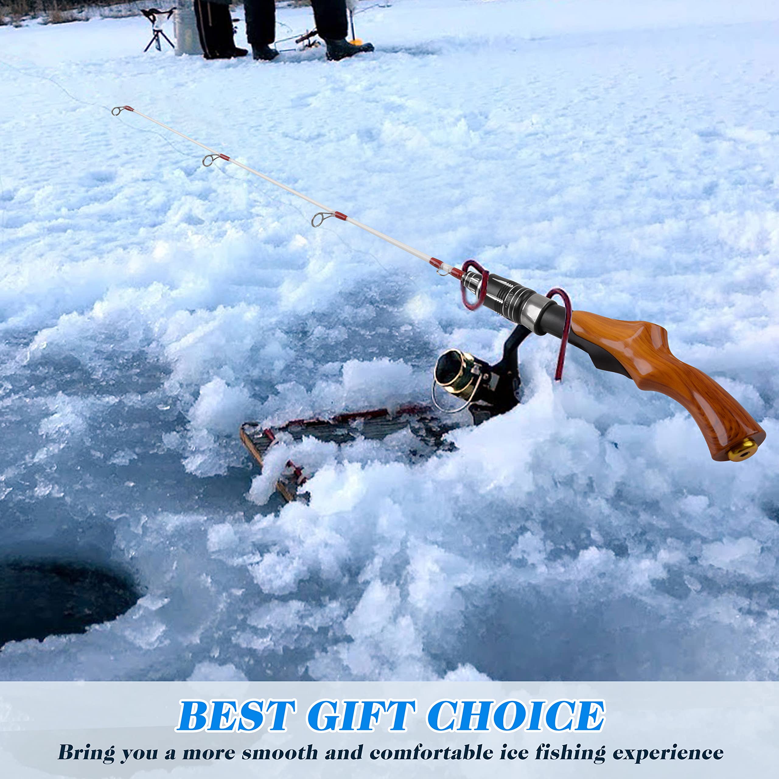 Packable 23in ice fishing rod stored compactly in bag