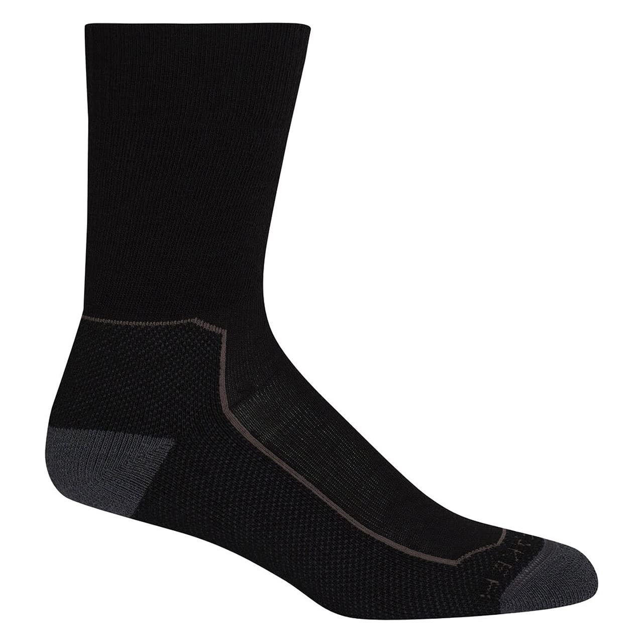 Icebreaker Merino Hike+ Medium Crew Sock, front view, highlighting cushioned comfort and moisture-wicking performance.