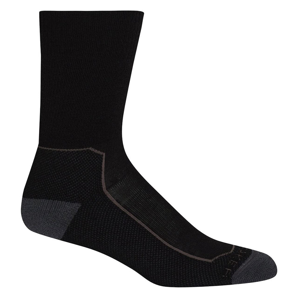 Icebreaker Merino Hike+ Medium Crew Sock, front view, highlighting cushioned comfort and moisture-wicking performance.