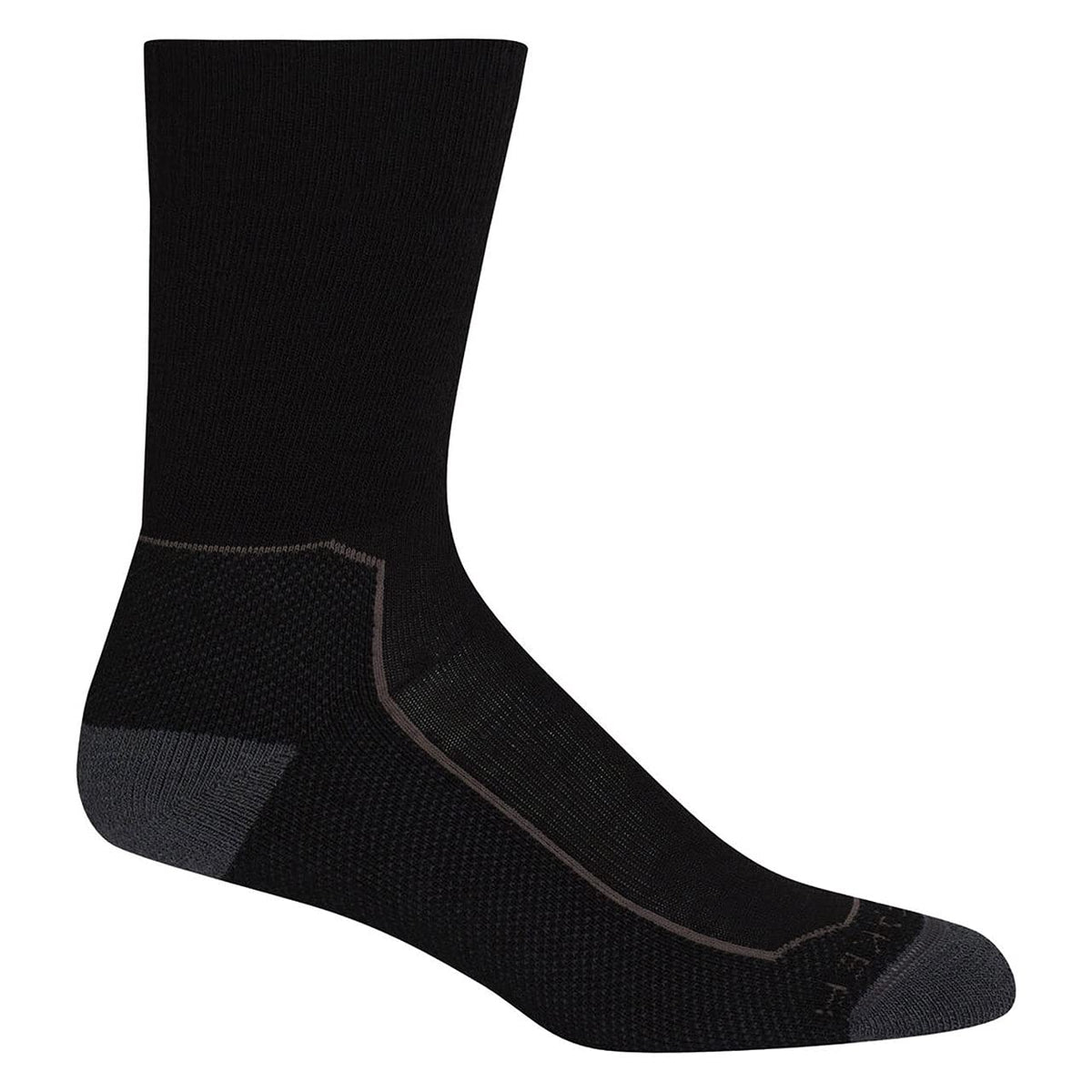 Icebreaker Merino Hike+ Medium Crew Sock, front view, highlighting cushioned comfort and moisture-wicking performance.