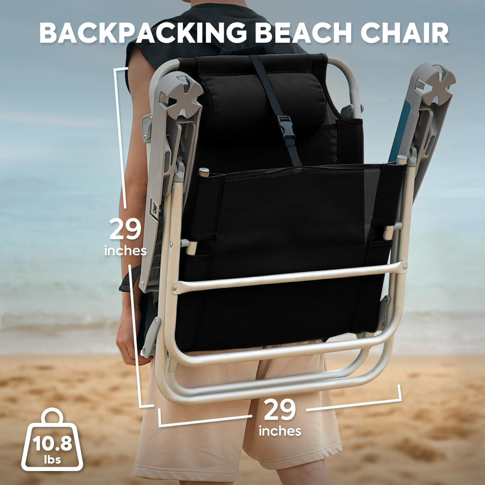 ICECO beach chair in five-position reclining setup for versatility