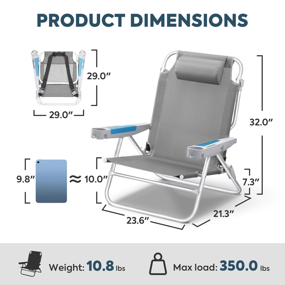 ICECO beach chair with a 23-inch wide seat for comfortable lounging outdoors
