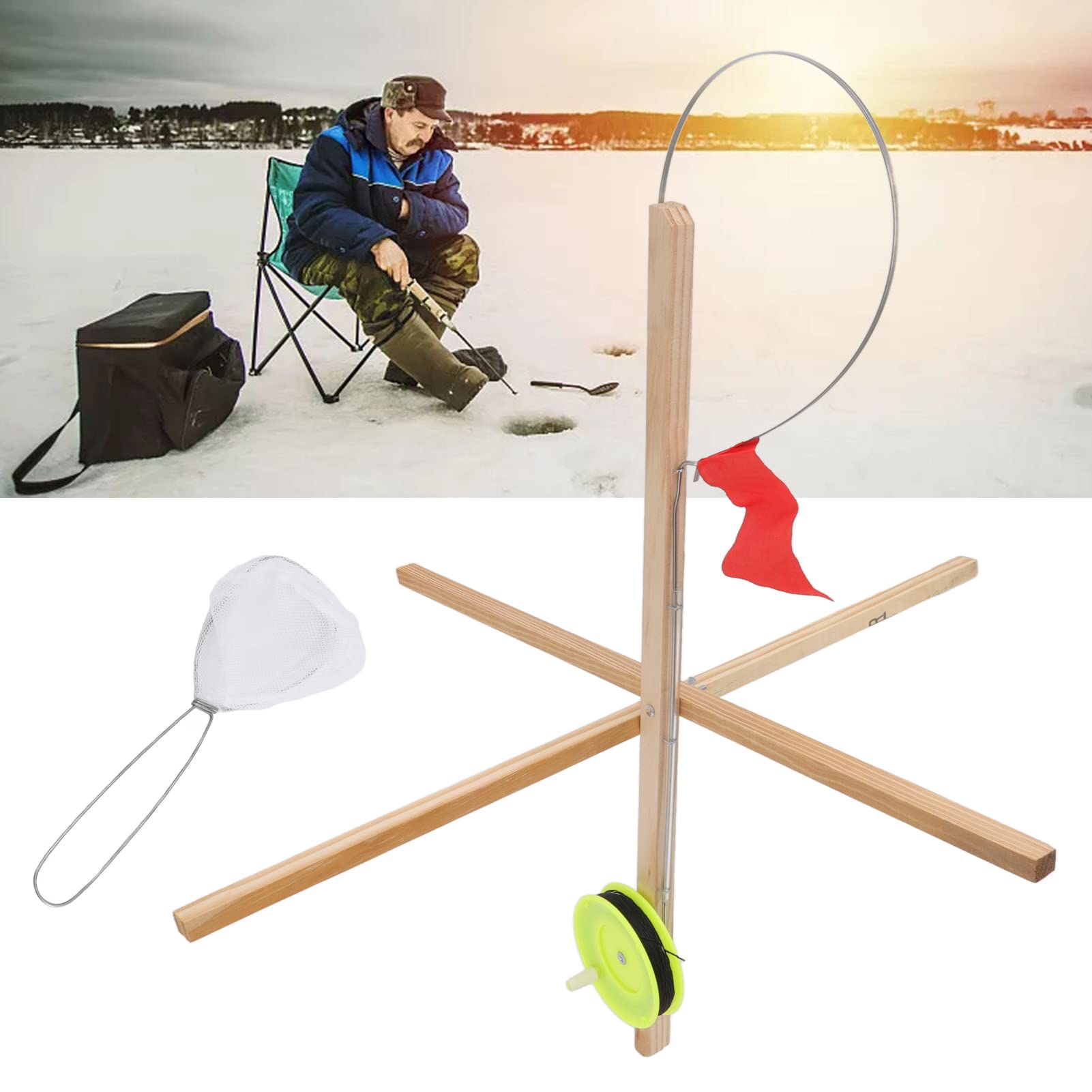 Ice Fishing Flag pine body adds natural durability and feel.