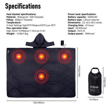 iClimb 5000mAh battery pack powers on-the-go warmth during outdoor adventures.