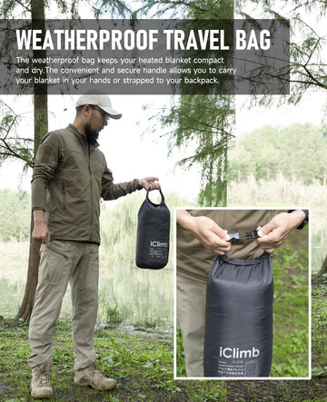 iClimb detachable hood on blanket provides extra coverage.