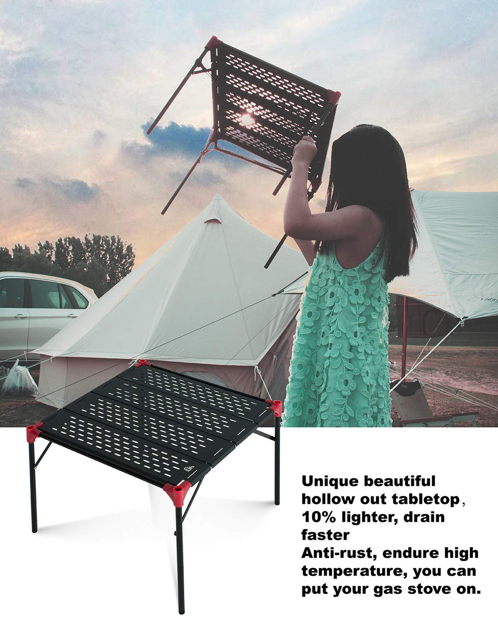 iClimb stable triangular frame improves table stability during meals.