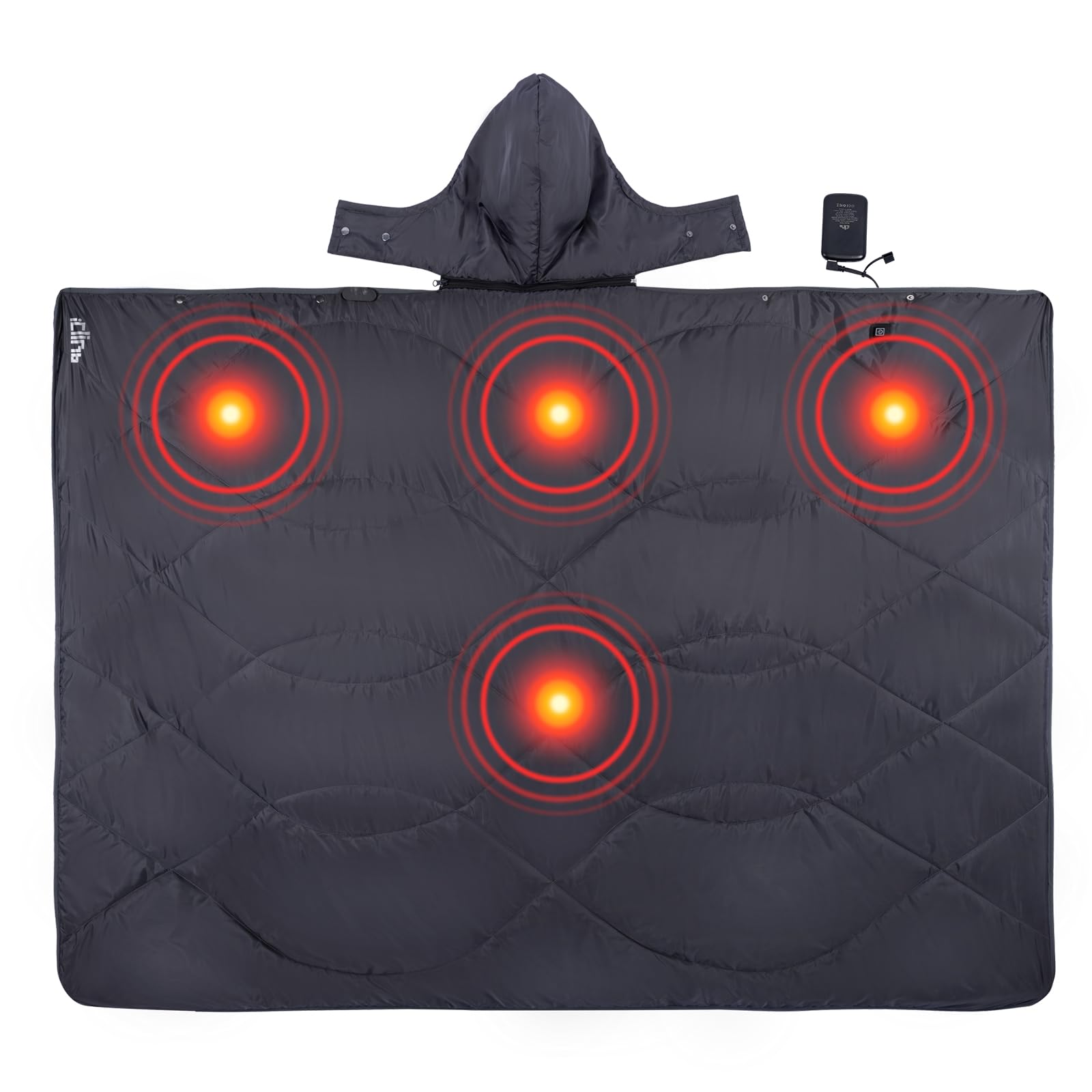 iClimb heated camping blanket with hood setup delivers cozy warmth outdoors