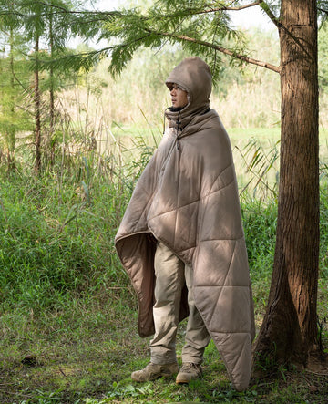 iClimb hooded blanket wrap provides all-around warmth on outdoor trips.