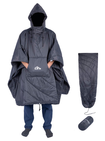 iClimb hooded 3M Thinsulate blanket-poncho for outdoor warmth