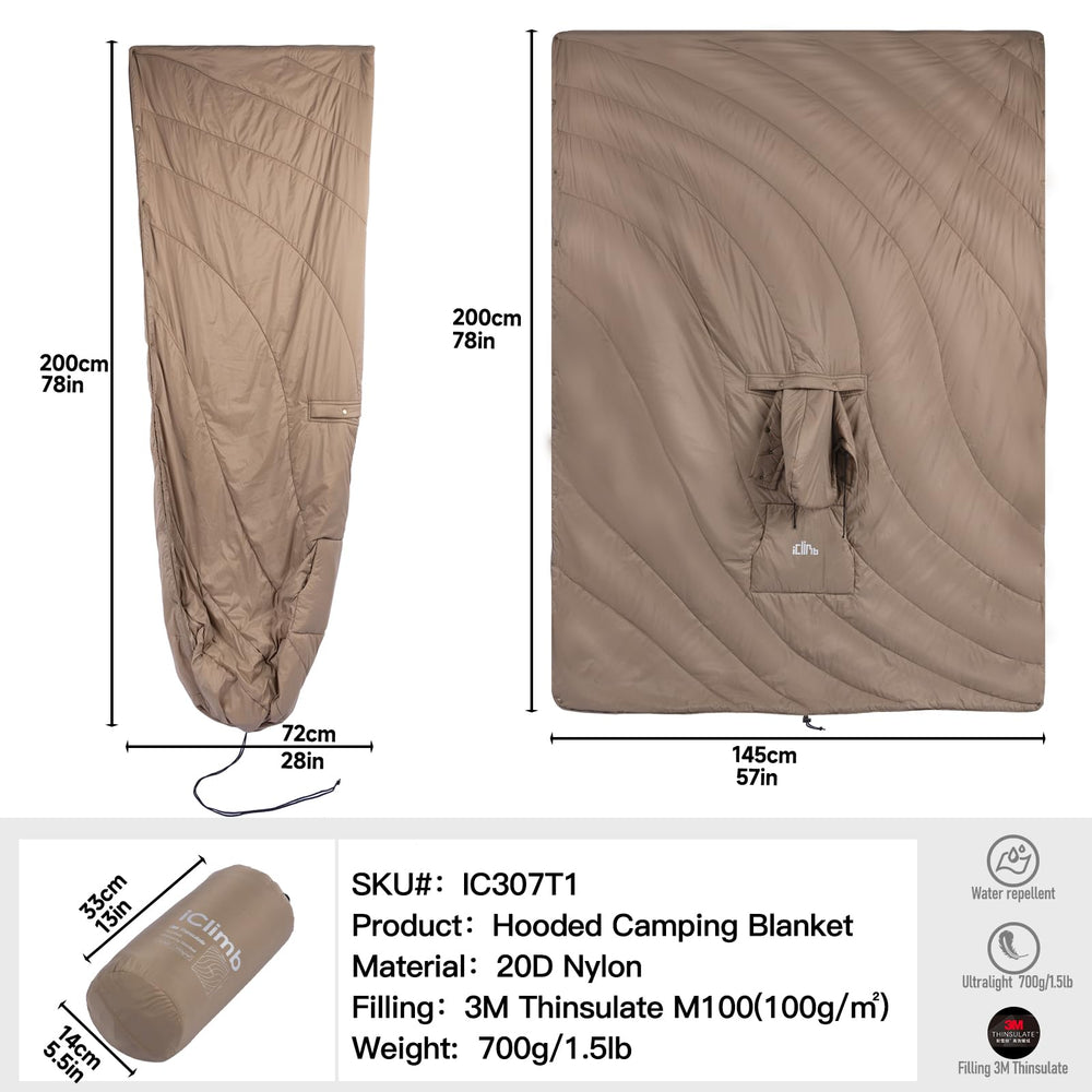 iClimb hooded blanket backpack fit for easy transport