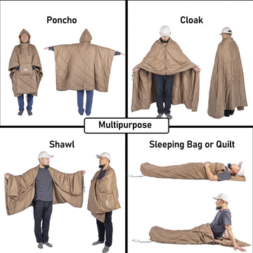 iClimb hooded blanket front pocket for hand warmth and quick access