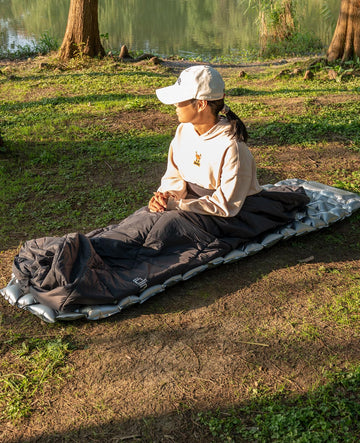 iClimb hooded blanket water resistant fabric protects in damp environments