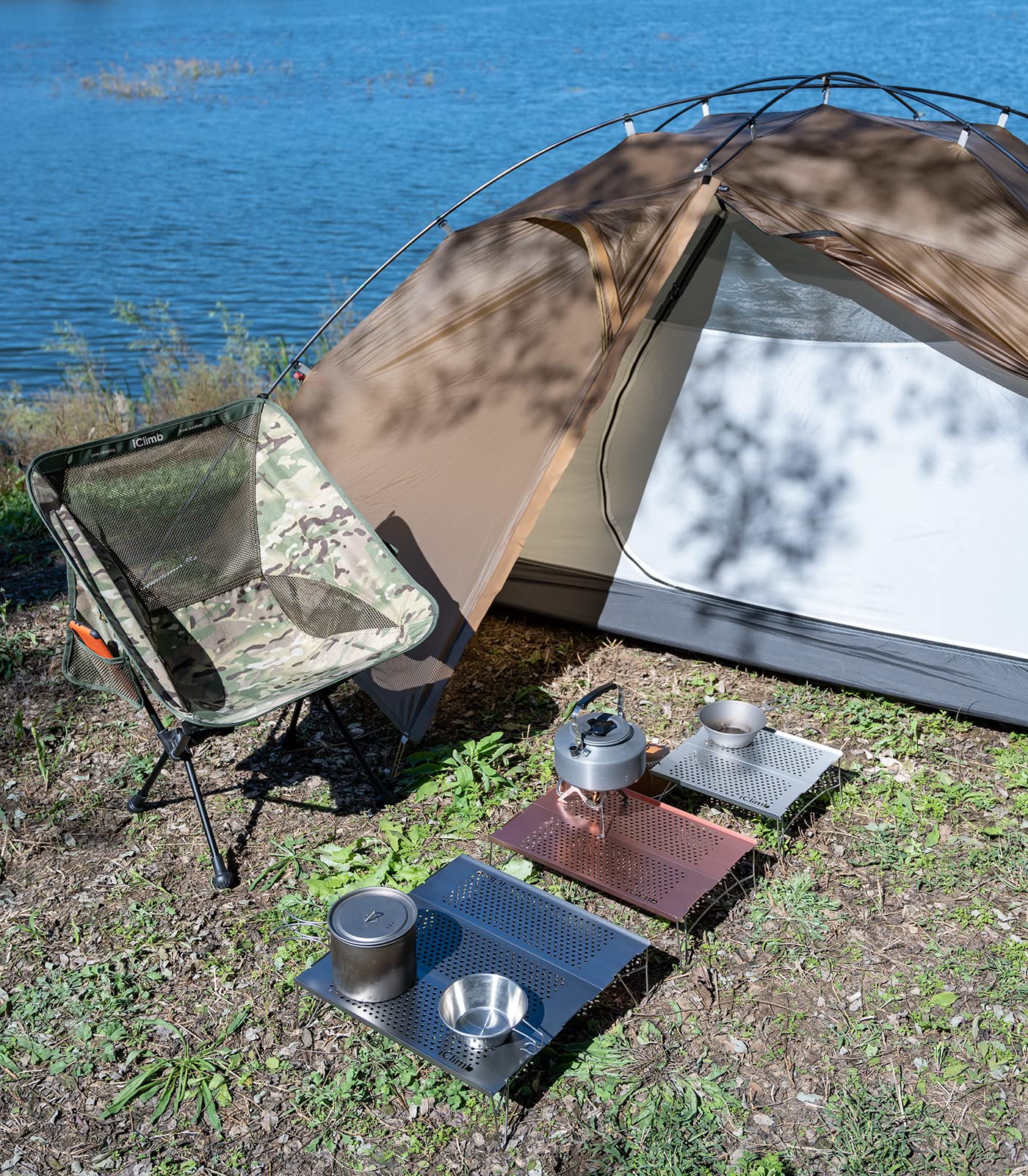 iClimb Mini Solo Table packed in its bag for backpacking trips