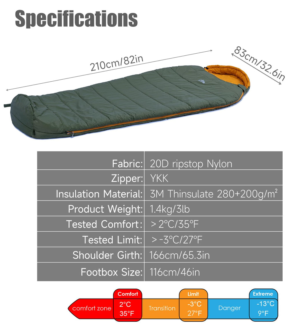 iClimb mummy design laid flat reveals spacious footbox