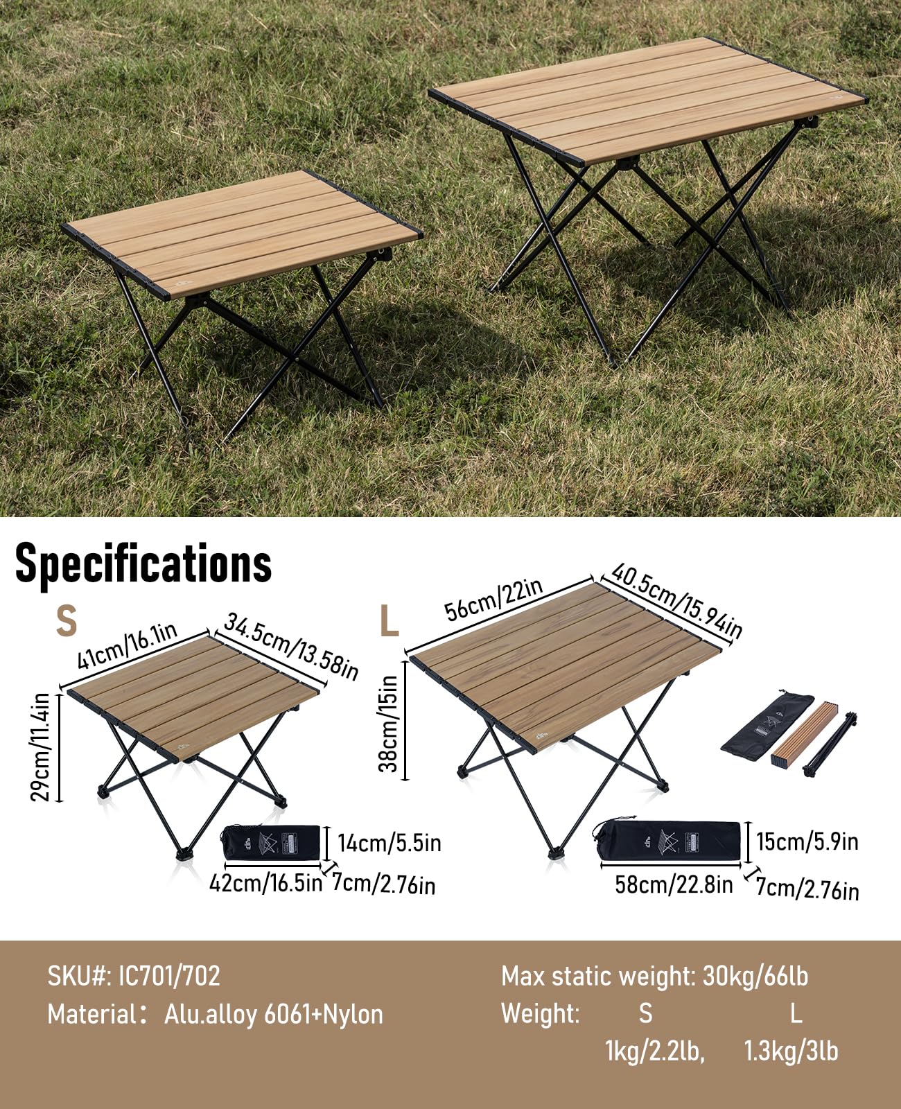 iClimb Nature-S folded table in carry bag for portability