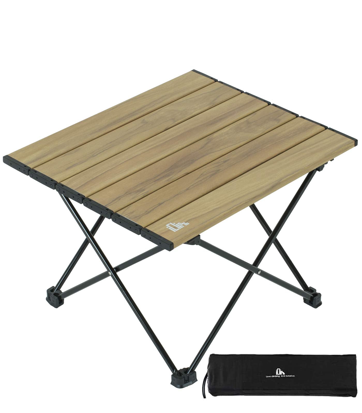 iClimb Nature-S table top view with wood-grain finish for outdoor dining