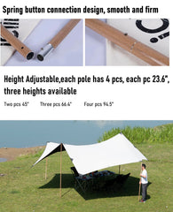 iClimb 4-section adjustable poles offer three height options for flexible setups.