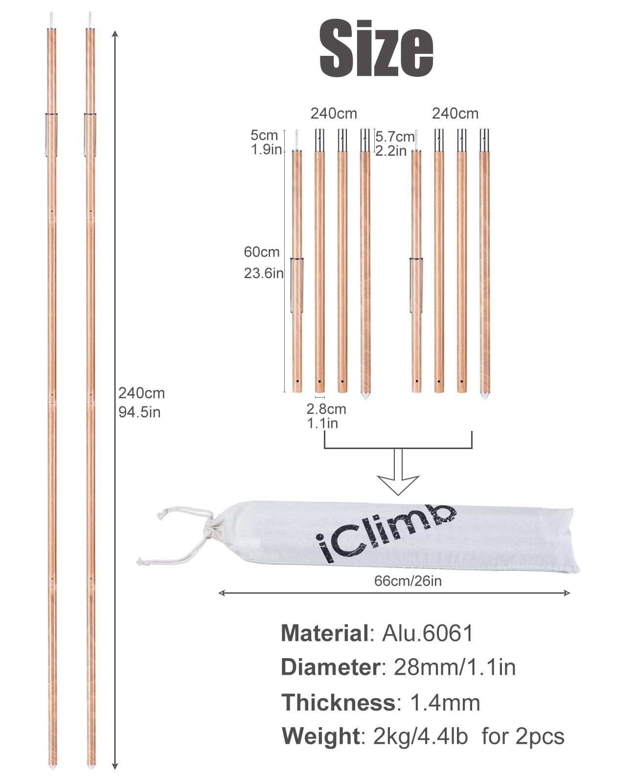 iClimb lantern-hook included for convenient lighting at campsites.