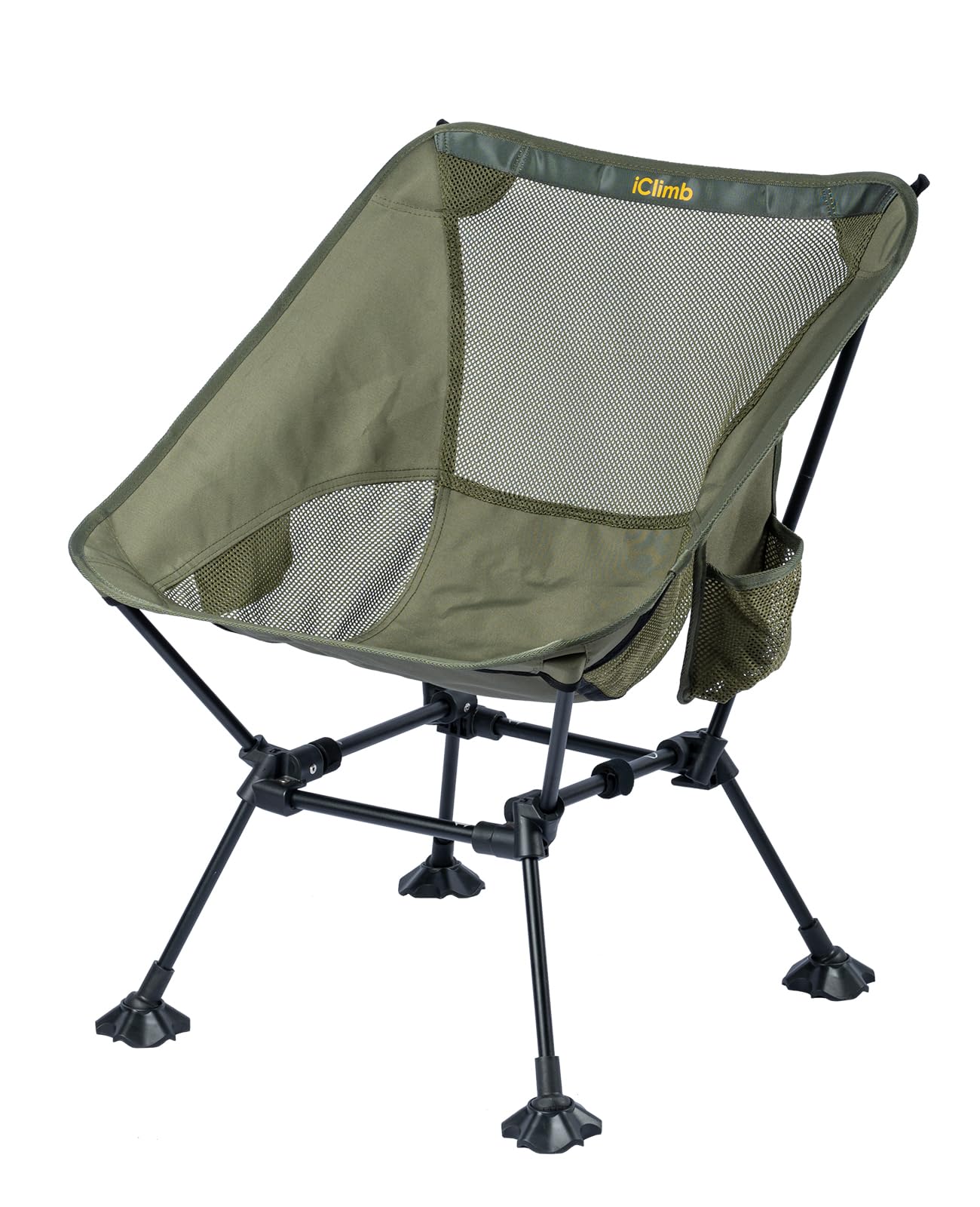 iClimb ultralight chair with anti sinking feet stabilizes on sand or soft ground