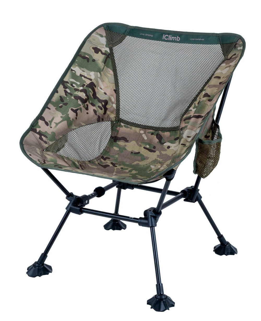 iClimb ultralight chair in woodland setup for quick beach seating.