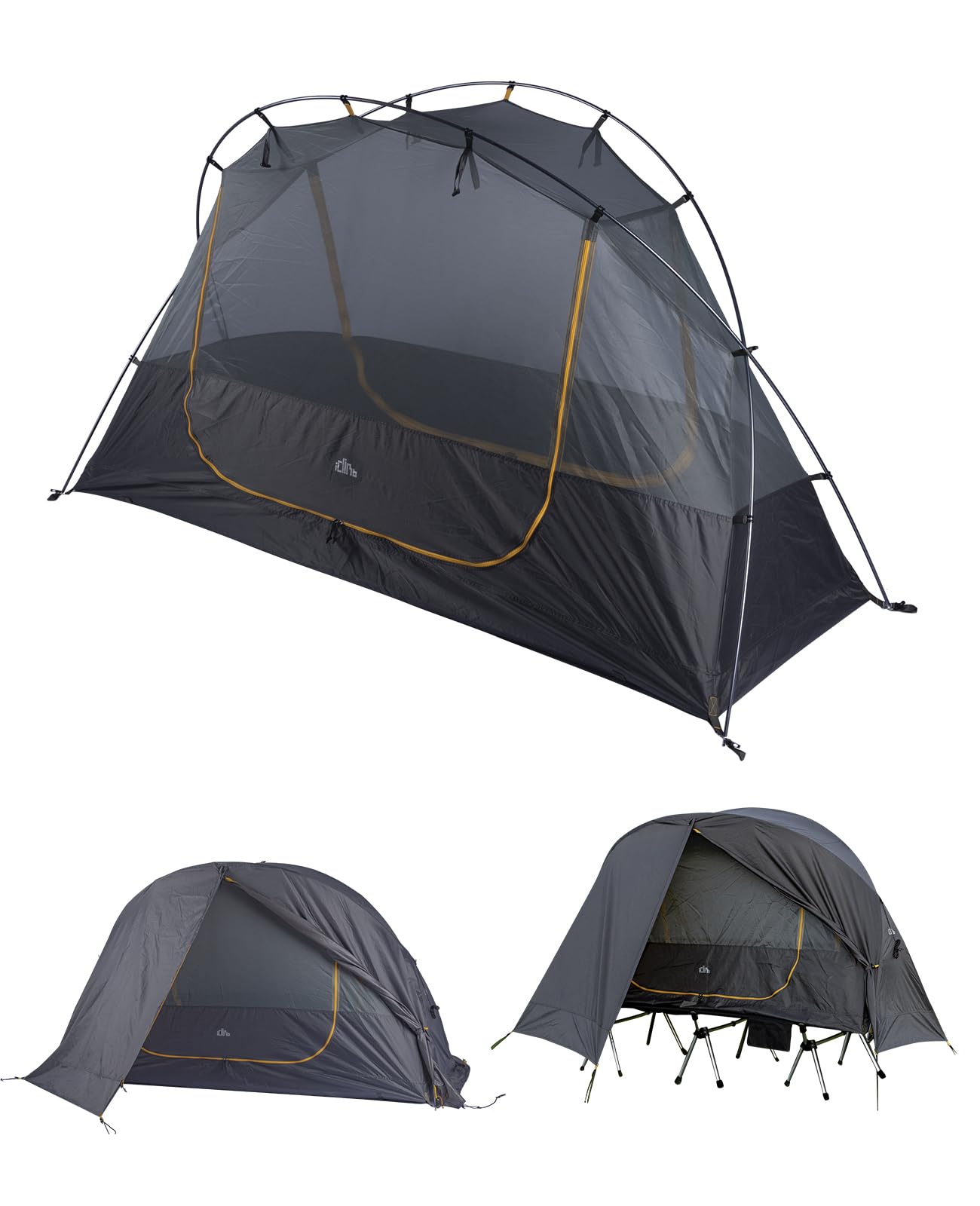 iClimb Ultralight 4-Season Solo Tent camping scene shows roomy interior for solo hikers